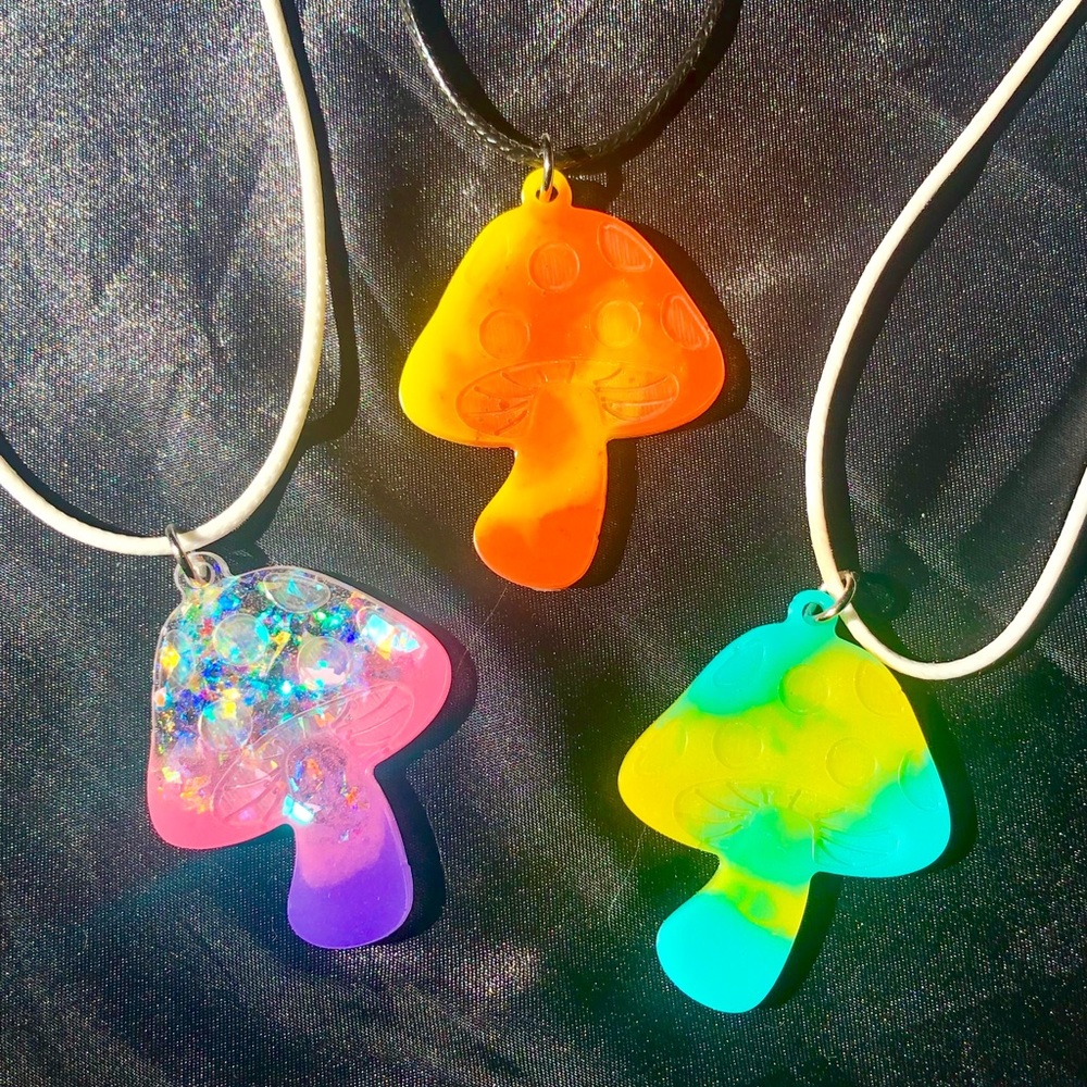 Tie Dye Mushroom Necklaces - Custom Amanita Necklace - Picture 3 of 13
